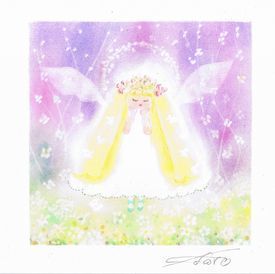 ゆるカワ天使さん 頬杖をつく天使: パステル絵画（アート）工房作品